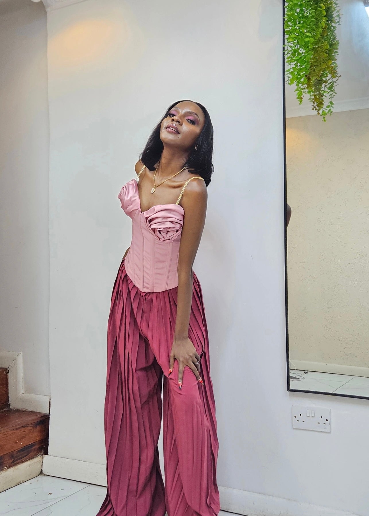Ama Corset Top and Pleated Pants Set
